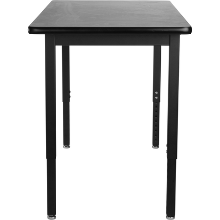 National Public Seating NPS  Steel Height Adjustable Heavy Duty Table, 24 X 72, HPL Top, Black Frame SLT3-2472H